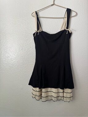 RIHOAS Black and Cream Layered Sundress